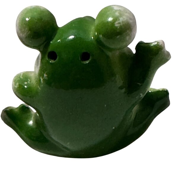 Vintage Lucky Frogs Salt Pepper Shakers Stoppers Green Kitschy 1950s Japan RARE - Picture 7 of 11